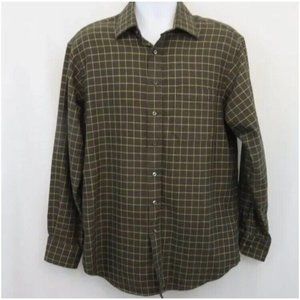Scott Barber Men's XXL Shirt Brown‎ Plaid 100% Cotton Long Sleeve Button Up